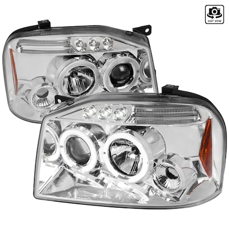 Spec-D Tuning 01-04 Nissan Frontier Halo LED Projector Chrome 2LHP-FRO01-TM